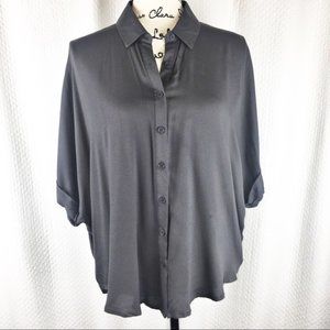 Forever 21 Gray Button Front Blouse S